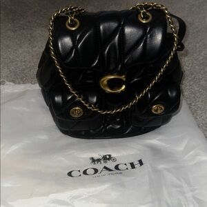 Coach Quilted Backpack with Gold Accents